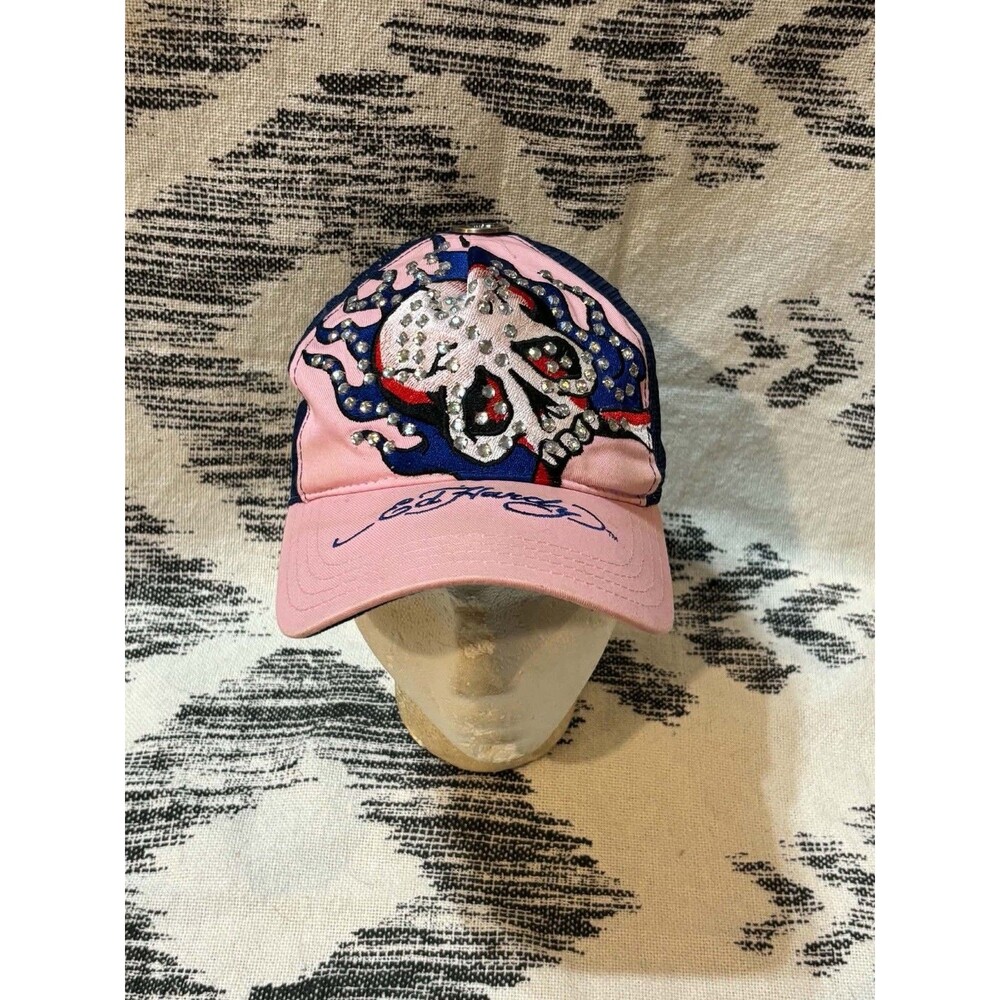 Vintage Y2K 2000s Ed Hardy Skull Bling Trucker Snapback Hat Cap Men’s